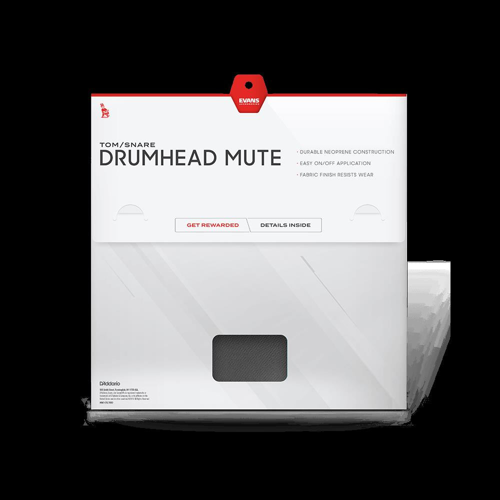 Evans SoundOff cymbal mute for drums, made by Evans, showing a close-up of the black rubber cymbal muffler on a drum kit.