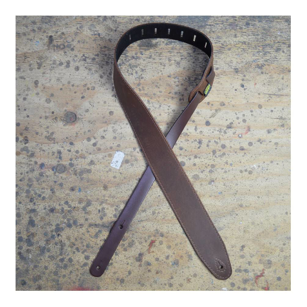Colonial Leather 2.5 inch Sueded Soft Leather Guitar Strap  - Brown