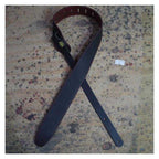 Colonial Leather 2.5inch Upholstered Leather Guitar Strap -  Black/Burgundy