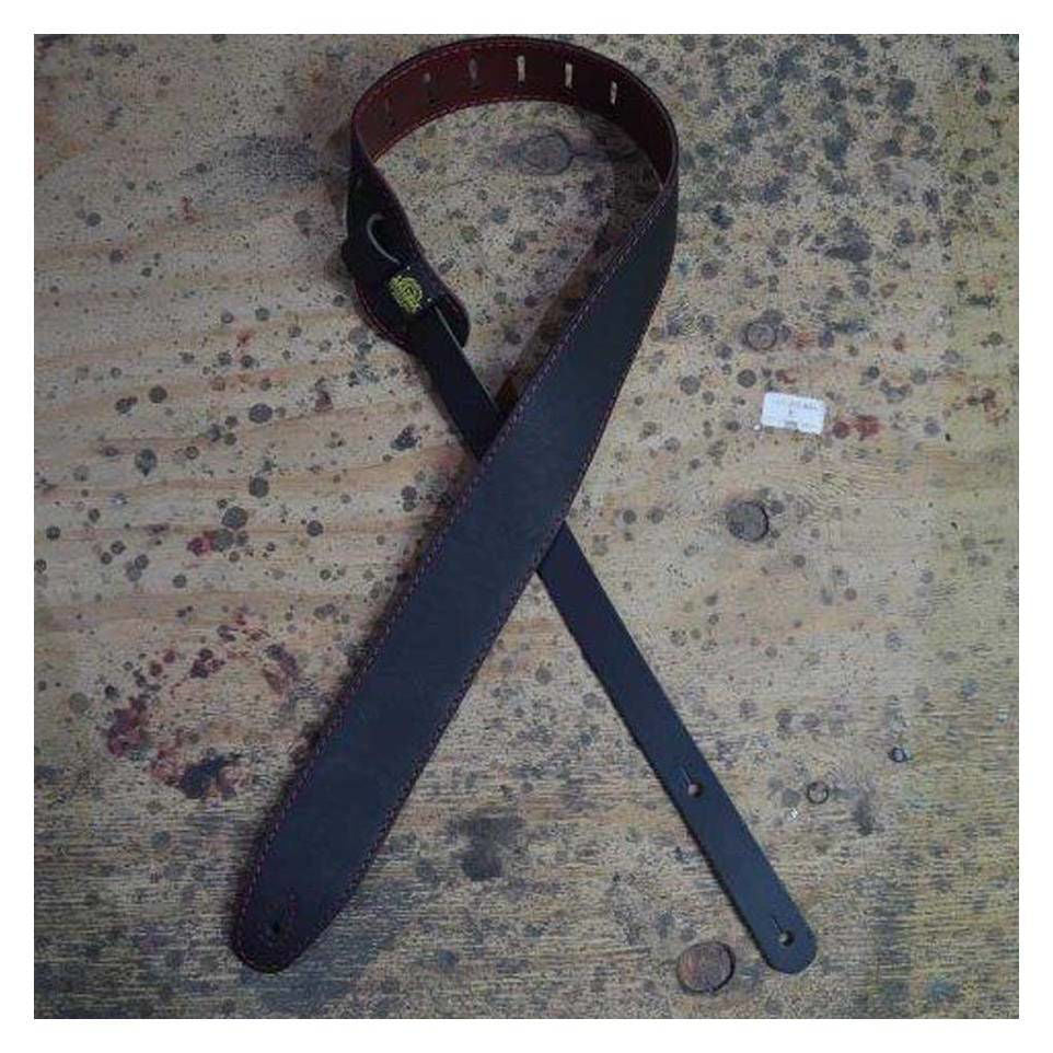 Colonial Leather 2.5inch Upholstered Leather Guitar Strap -  Black/Burgundy