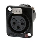 Amphenol AC3FDZB 3 Pin Female XLR Panel Mount in Black Finish