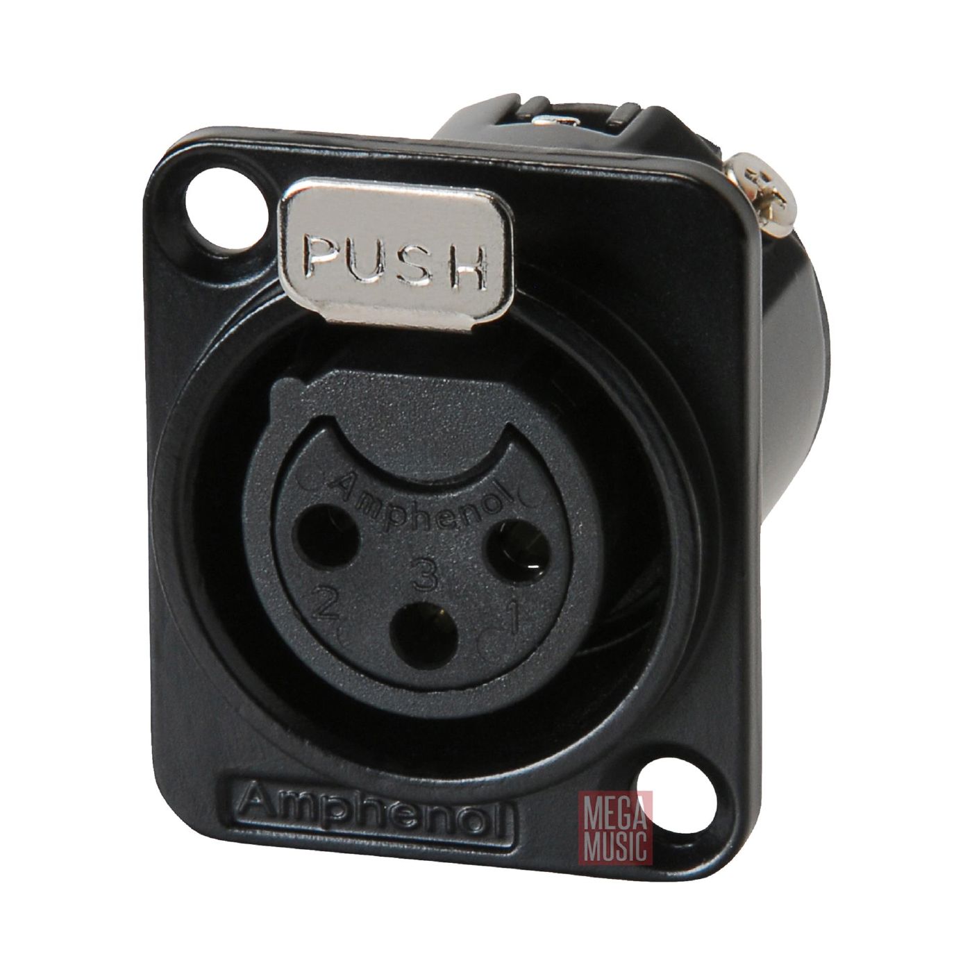 Amphenol AC3FDZB 3 Pin Female XLR Panel Mount in Black Finish