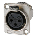 Amphenol AC3FDZ 3 Pin Female XLR Panel Mount in Nickel Finish