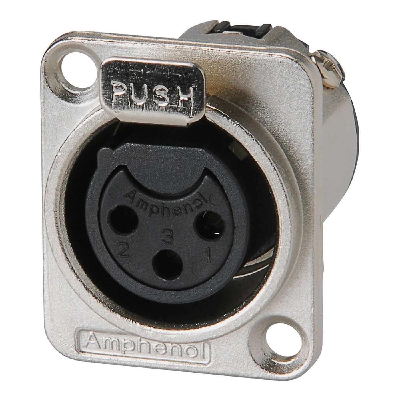 Amphenol AC3FDZ 3 Pin Female XLR Panel Mount in Nickel Finish