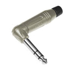 Amphenol ACPS-RN-AU 6.35mm 3-pole jack connector, right angle, for PA cables and adaptors, shown in close-up.