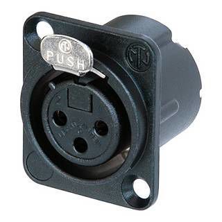 Neutrik NC3FD-LX-B Female 3pin Chassis Panel Mount Black with Gold Pins
