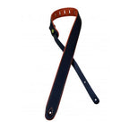 Colonial Leather 2.0 inch Padded Upholstery Leather Guitar Strap - Black and Orange