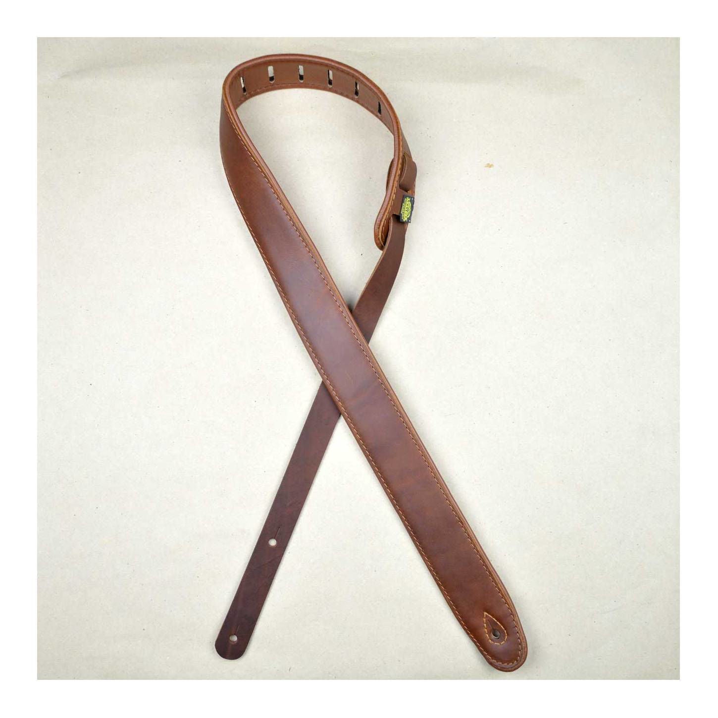 Colonial Leather 2.0 inch Padded Upholstery Guitar Strap - Brown and Tan