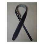 Colonial Leather 2.5 inch Padded Upholstery Leather Guitar Strap - Black and Grey