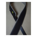 Colonial Leather 2.5 inch Padded Upholstery Leather Guitar Strap - Black and Grey