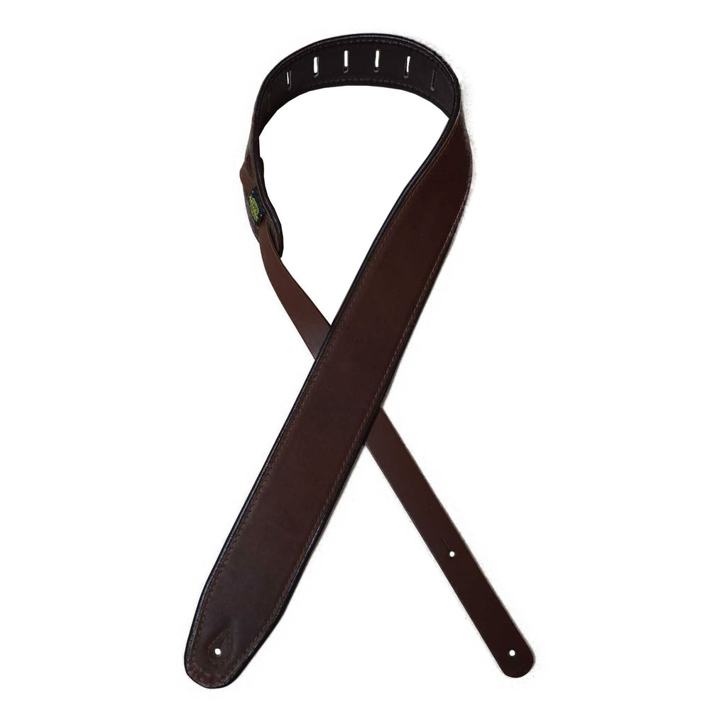 Colonial Leather 2.5inch Padded Upholstery Leather Guitar Strap - Tan & Brown