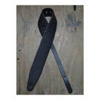 Colonial Leather 3.0 inch Padded Upholstery Leather Guitar Strap - Black and Black