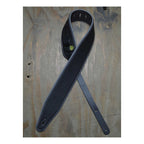 Colonial Leather 3.0inch Padded Upholstery Leather Guitar Strap - Black & Grey