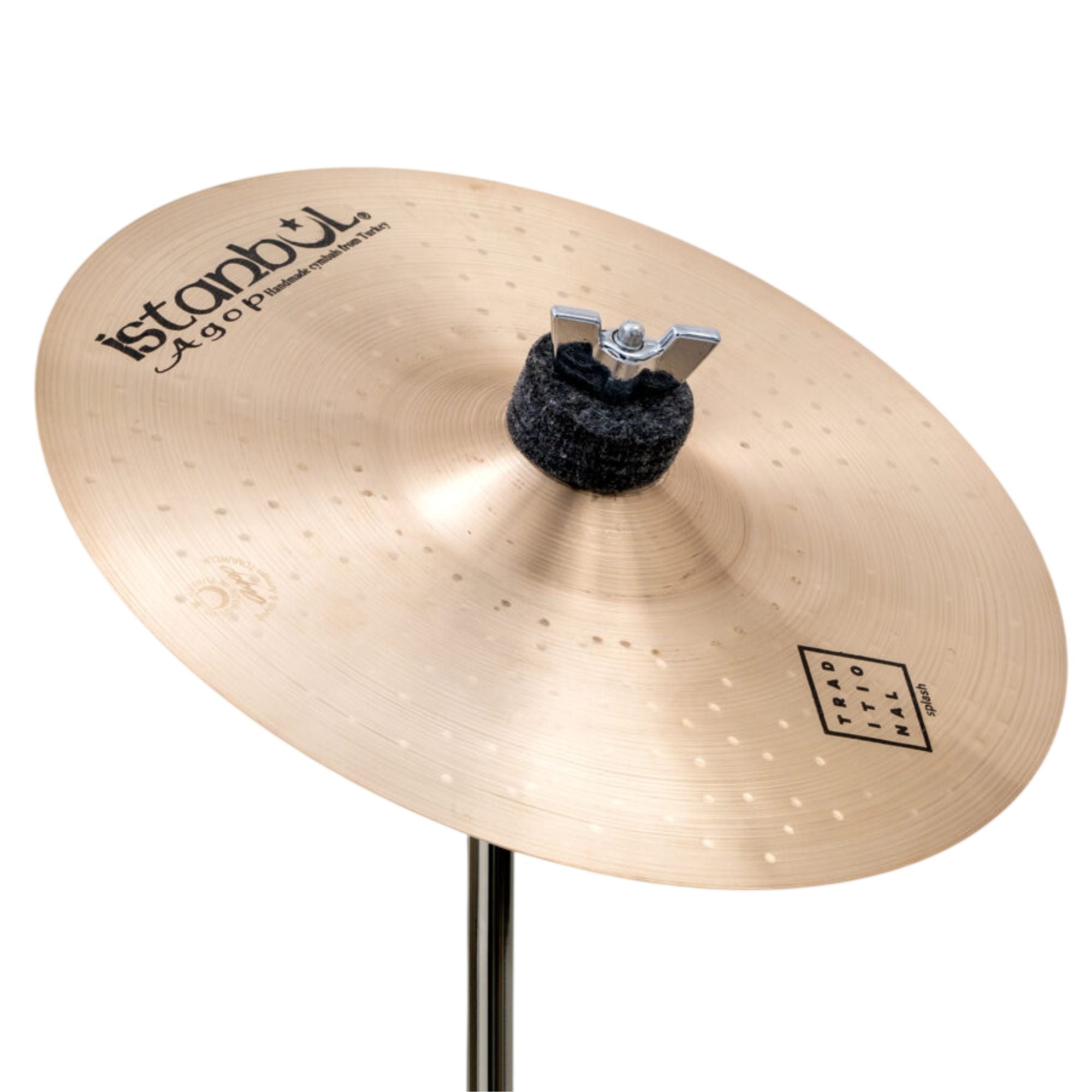 Istanbul Agop Traditional Splash cymbal, 10-inch single cymbal with a shiny finish and detailed hammering visible in the image.