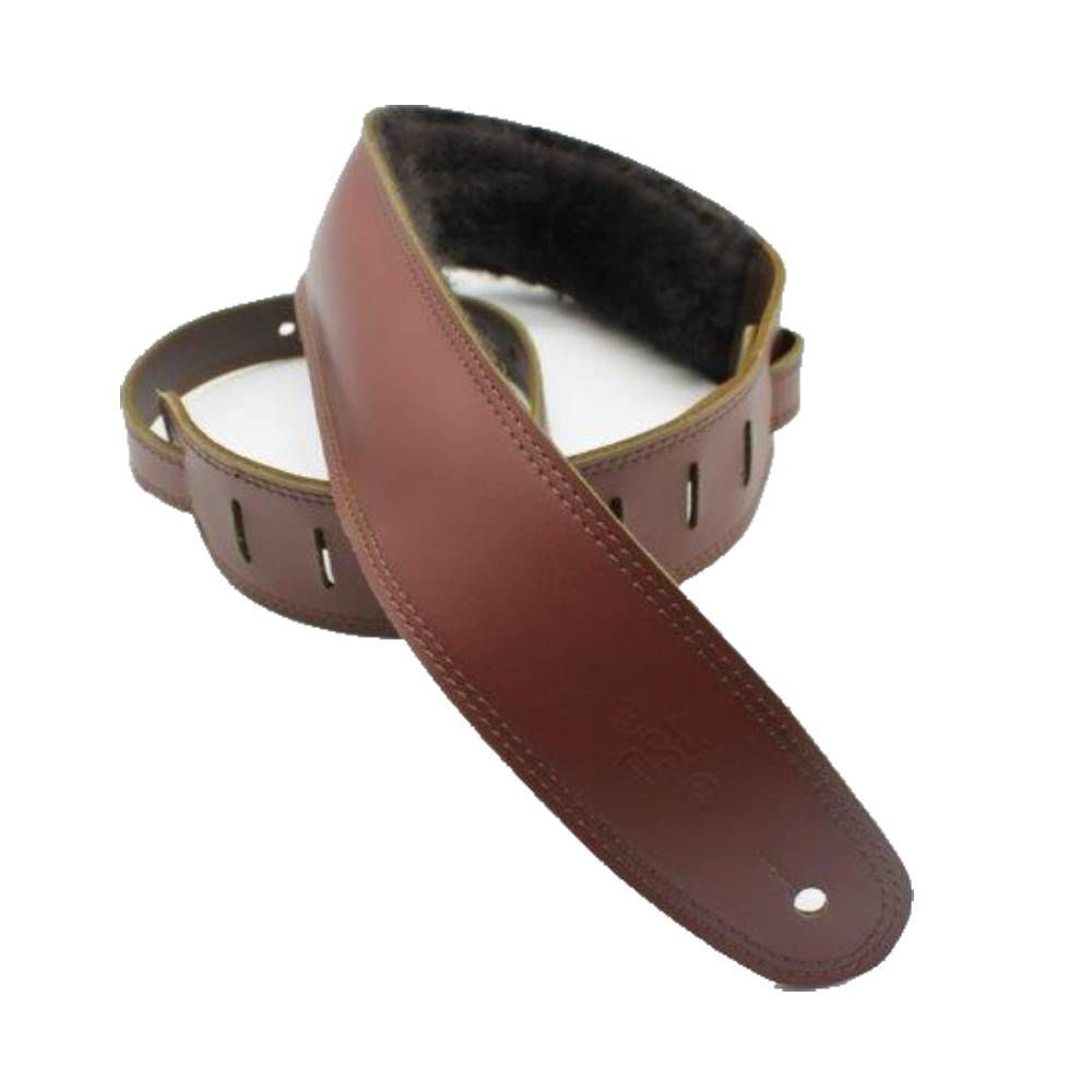 DSL Straps Premium Series Sheep Skin Guitar Strap 2.5in - Maroon/Sheepskin Brown