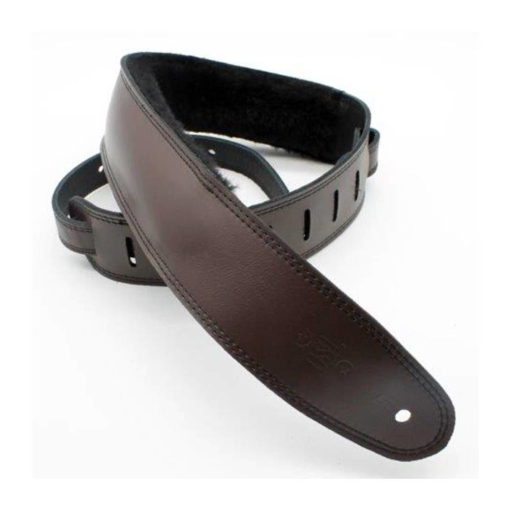 DSL Straps Premium Series Sheep Skin Guitar Strap 2.5in - Saddle Brown/Sheepskin Black