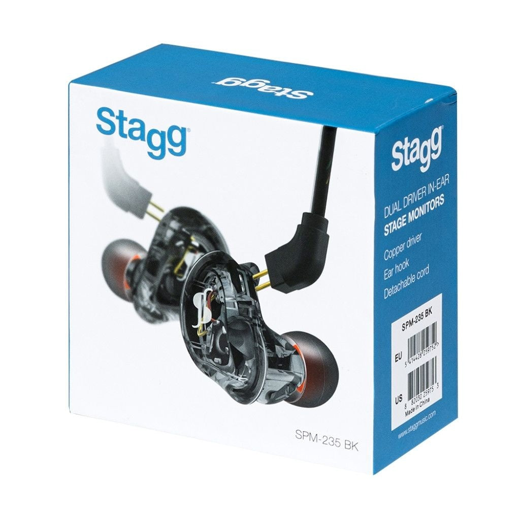 Stagg In Ear Monitor Dual Driver Set with Case in Black