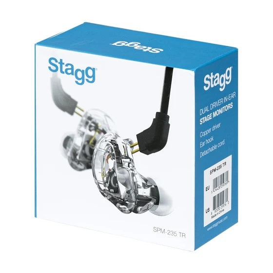 Stagg In Ear Monitor Dual Driver Set with Case in Clear