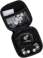 Stagg SPM-435 high-resolution quad driver in-ear monitor headphones in transparent design, detailed view of earbud and cable.