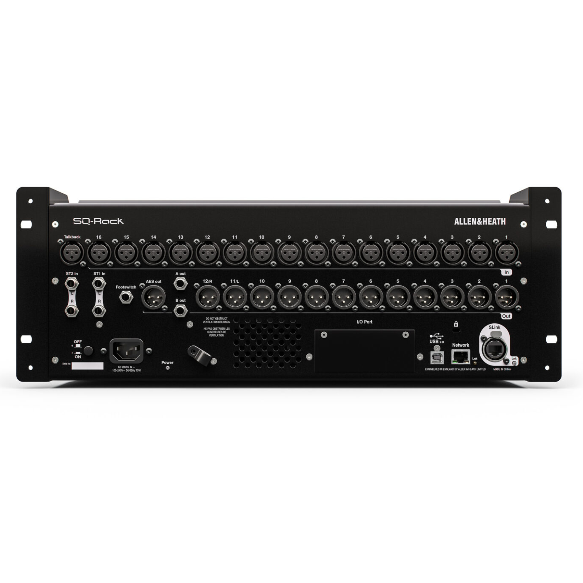 Allen & Heath SQ 48ch 96kHz mixer, 16in/12out local I/O 8FX I/O Port  Rack