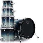 Mapex Saturn drum kit in tea blue fade finish with 22-inch bass, 10-inch tom, 2-floor toms, 4 cymbals, and 6-piece setup.