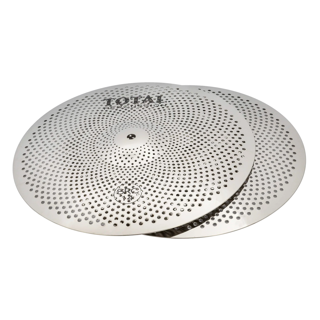 Total Percussion 14-inch silver sound reduction hi hat cymbal pair, single cymbals set for drum kits