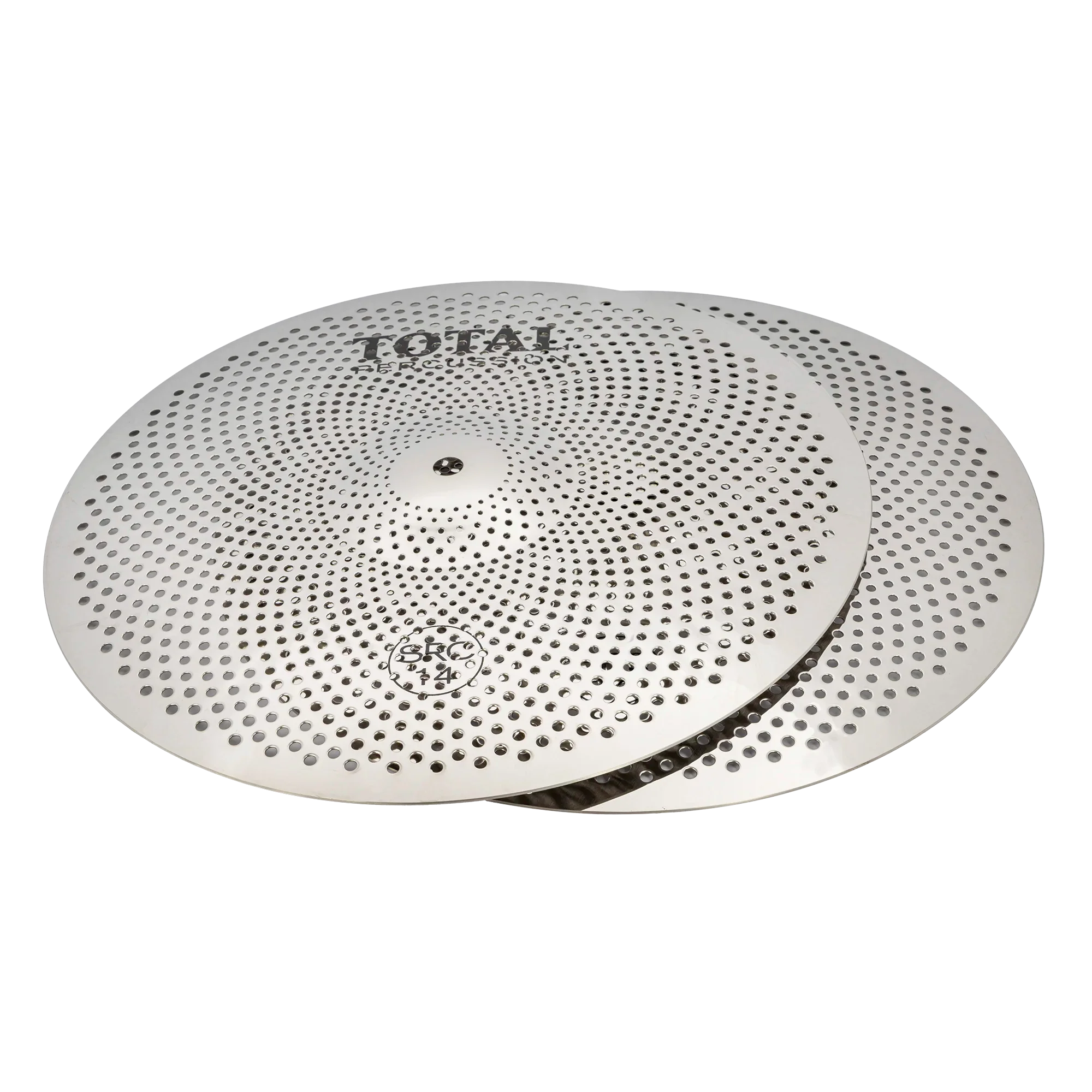 Total Percussion 14-inch silver sound reduction hi hat cymbal pair, single cymbals set for drum kits