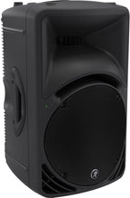 Mackie SRM450V3 12-inch powered PA speaker with rugged design and control panel, ideal for live sound reinforcement.