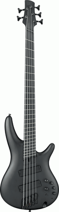 Ibanez SRMS625EX Iron Label 5-String Electric Bass Guitar in Black Flat