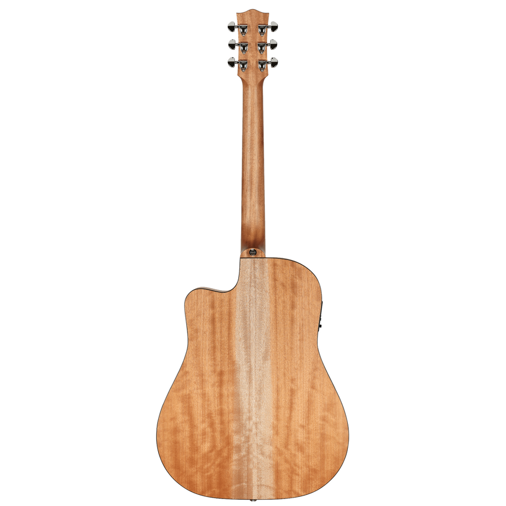 Maton SRS60c dreadnought cutaway acoustic guitar in natural satin finish, showcasing its body and detailed craftsmanship.
