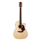 Maton SRS70c dreadnought cutaway acoustic guitar with pickup in natural satin finish, showing the body and fretboard details.