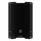 Mackie SRT210 10-inch professional powered loudspeaker with 1600W output, showcasing its sleek black design and control panel.