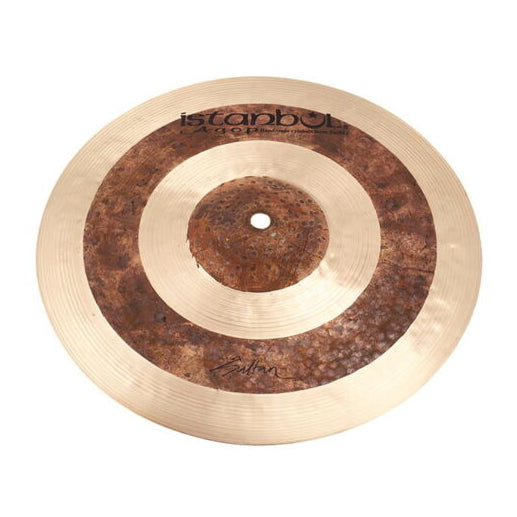 Istanbul Agop Sultan Splash cymbal, single cymbal for percussion, shiny metal surface, with a smooth, rounded edge.