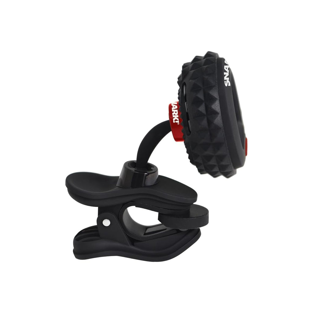 SNARK ST-8 HPT high precision rechargeable clip-on guitar tuner with digital display attached to a guitar headstock