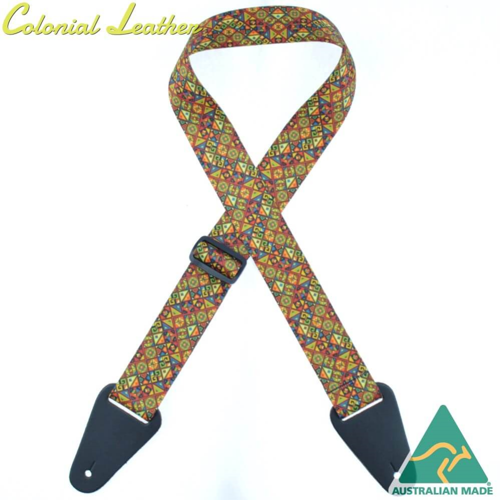Colonial Leather 50mm Printed Webbing Guitar Strap - Stained Glass Windows