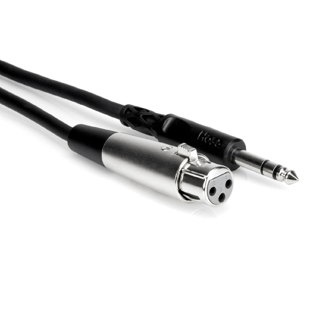Hosa STX-105F 5ft PA cable with 1/4" TRS to XLR3F connectors, suitable for professional audio and sound systems.
