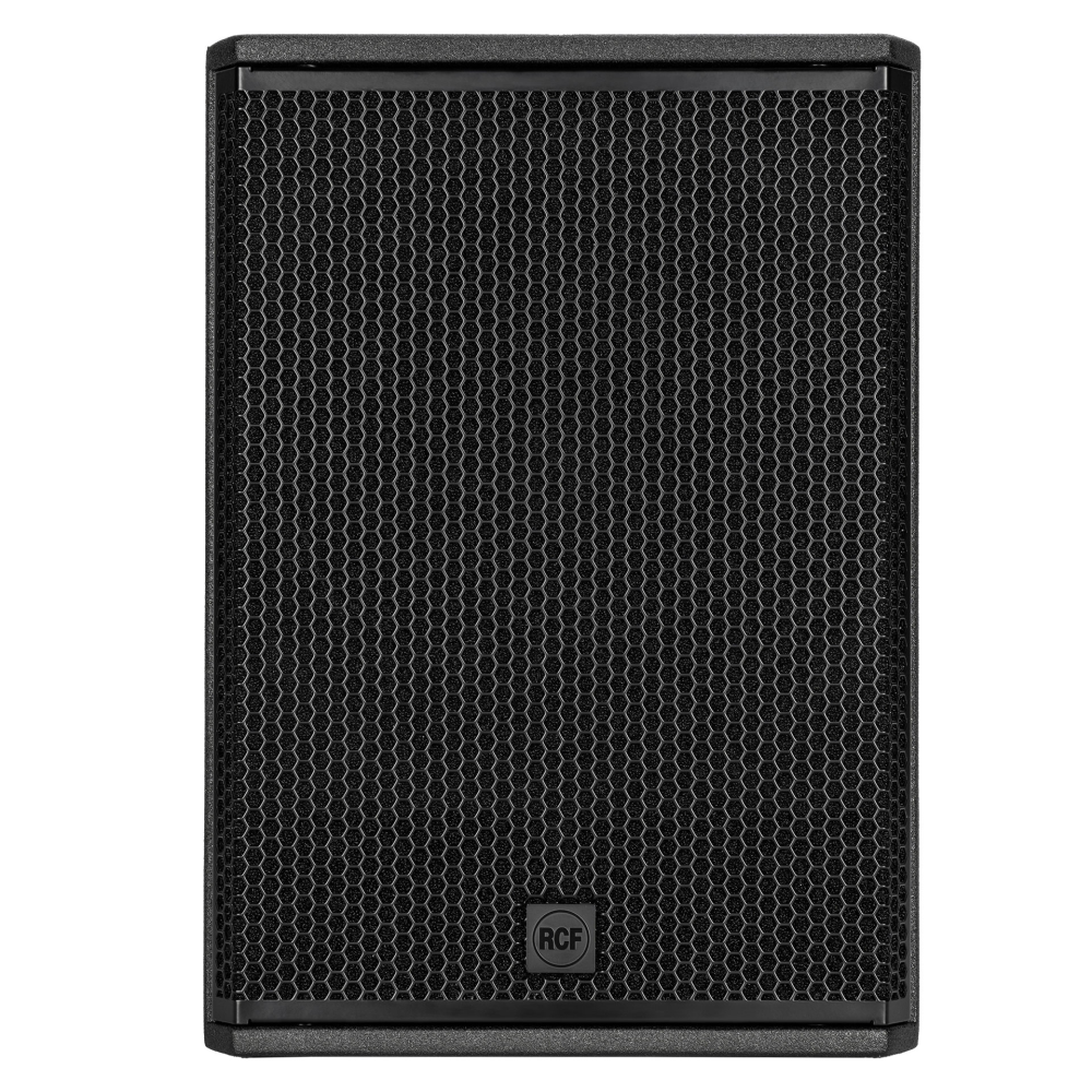 RCF SUB705ASMK3 powered 15-inch subwoofer with sleek black enclosure, showcasing its professional audio equipment design.