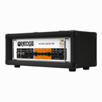 Orange Super Crush 100 guitar amplifier head in black, featuring control knobs and branding, designed for electric guitar performances.