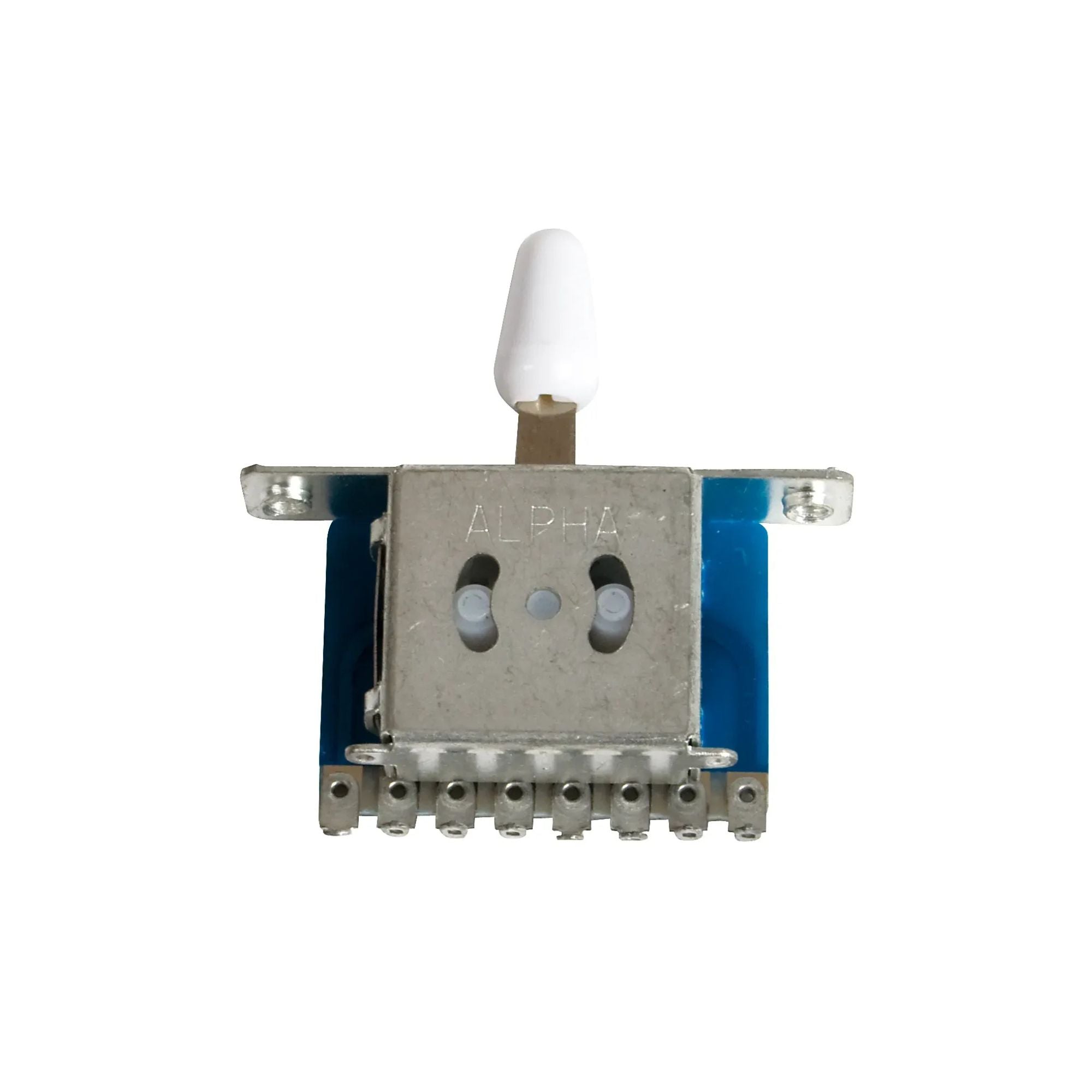 White AMS 3-way slide switch with knob, guitar part for switching between pickups or settings.