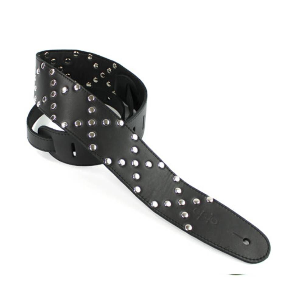 DSL Straps Metal Series Stud Metal Guitar Strap 2.5in Stud Pattern X - Black