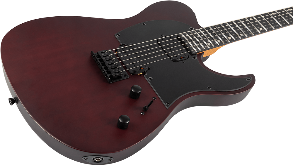 Spira T-400 MWR HH Electric Guitar with Roasted Maple Neck and Ebony Fretboard in Satin Wine Red