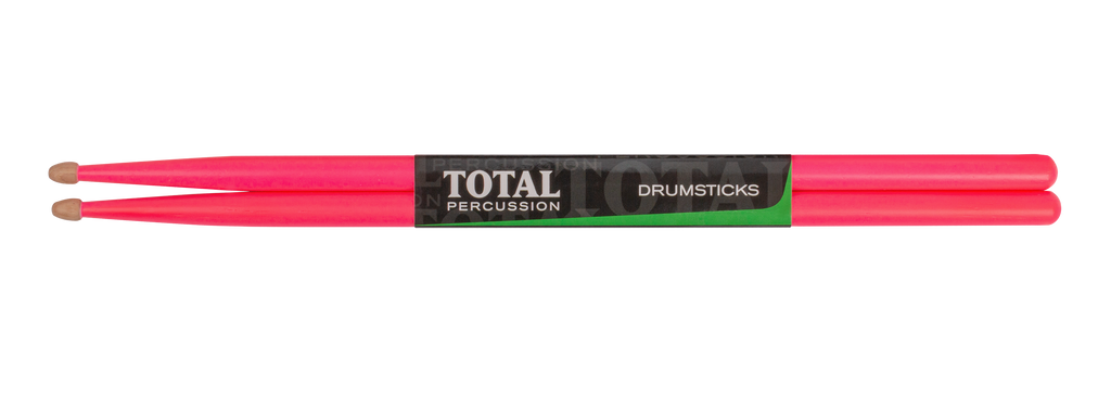 Total Percussion 5A Wood Tip Drumsticks in Fluro Pink