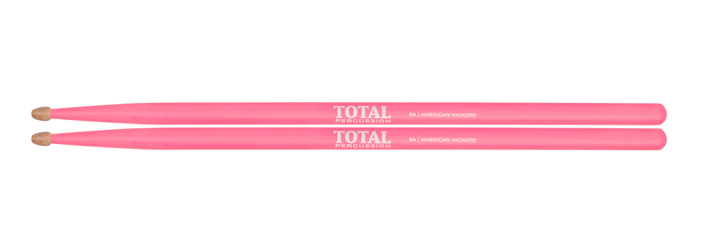 Total Percussion 5A Wood Tip Drumsticks in Fluro Pink