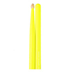 Total Percussion 5A drumsticks in fluorescent yellow with wood tips, ideal for drumming and percussion performances.