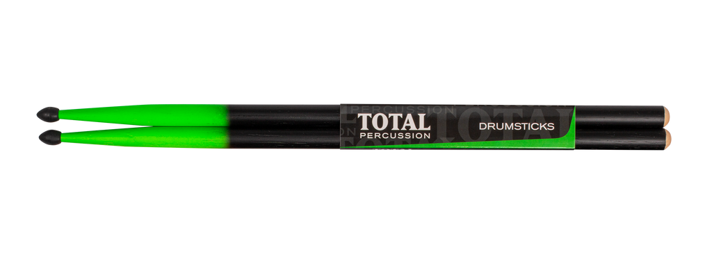 Total Percussion T5AN 5A Wood Tip Drumsticks - Green & Black