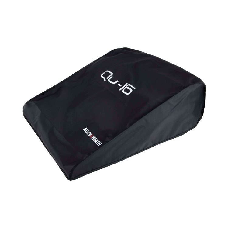 Allen & Heath Qu-16 dust cover for PA equipment, protective fabric cover shown on audio mixer.