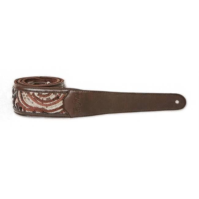 Taylor Vegan Leather 2.25 Inch Guitar Strap - Chocolate Brown Sequins