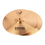 Pair of Total Percussion 14-inch hi-hat cymbals with a shiny metal finish, designed for drum kits and percussion setups.