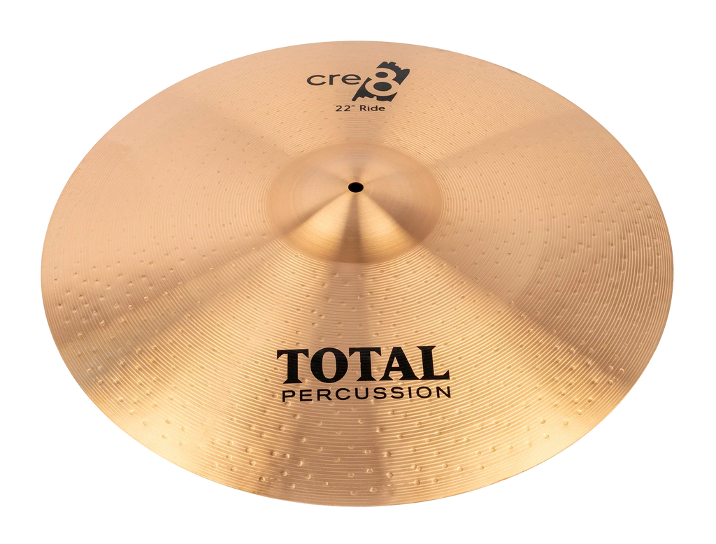 Total Percussion 22-inch ride cymbal, single cymbal with a bright, shimmering finish, designed for drumming and percussion performances.