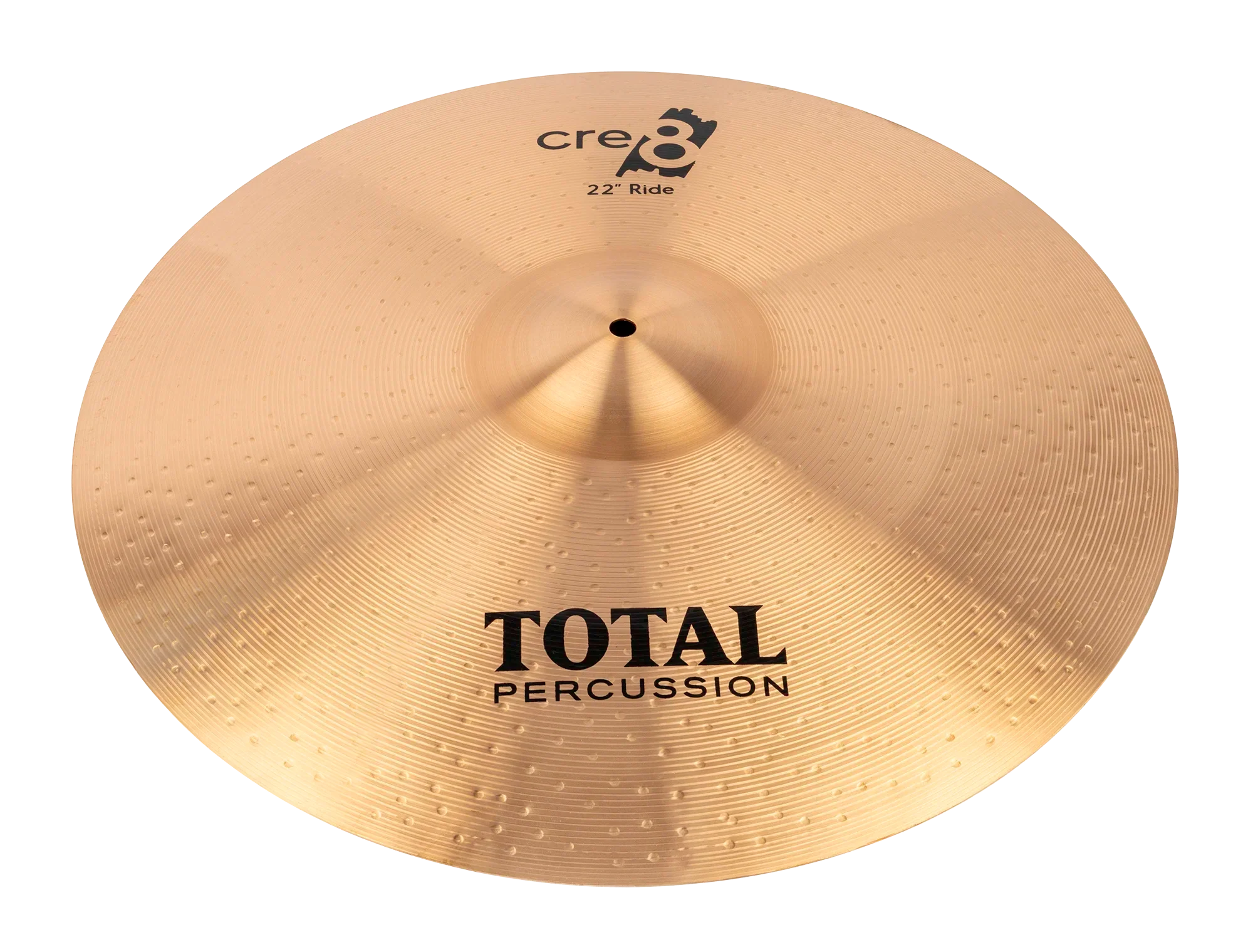 Total Percussion 22-inch ride cymbal, single cymbal with a bright, shimmering finish, designed for drumming and percussion performances.